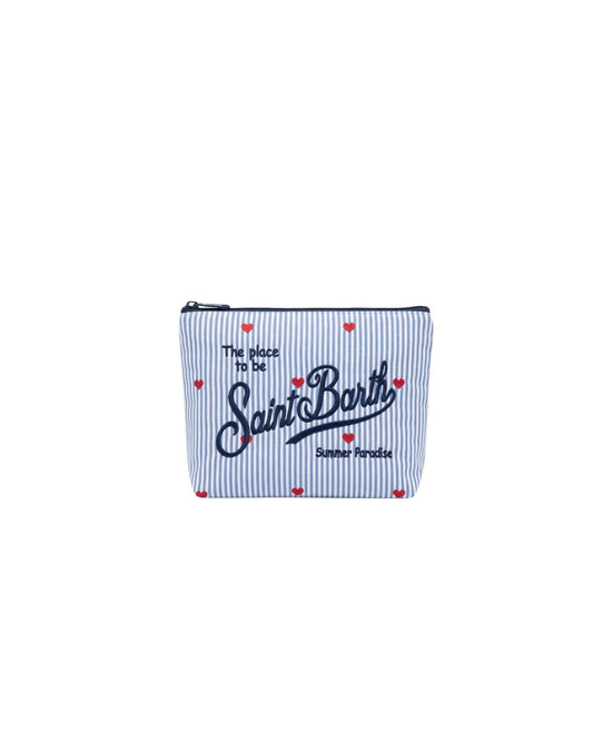 Pochette Aline in cotone con righe e stampa cuori ALI0046 00241L MC2 SAINT BARTH 