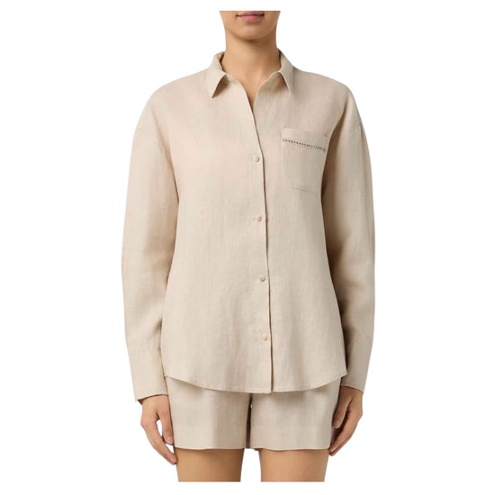 Camicia Cristal Poket in lino Beige CYS0002 08194L MC2 SAINT BARTH 