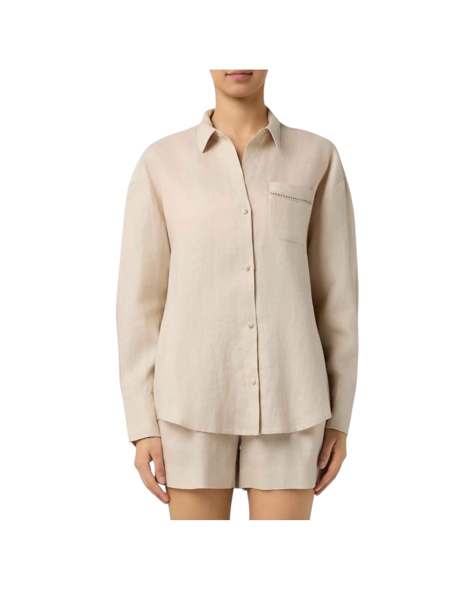 Camicia Cristal Poket in lino Beige CYS0002 08194L MC2 SAINT BARTH 