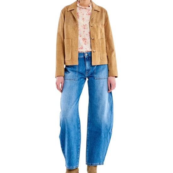 Giacca corta in pelle scamosciata Kaki TAB0174 KAKI VICOLO 