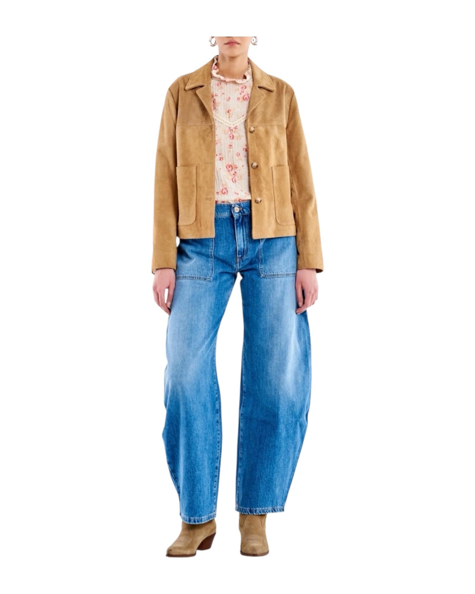 Giacca corta in pelle scamosciata Kaki TAB0174 KAKI VICOLO 
