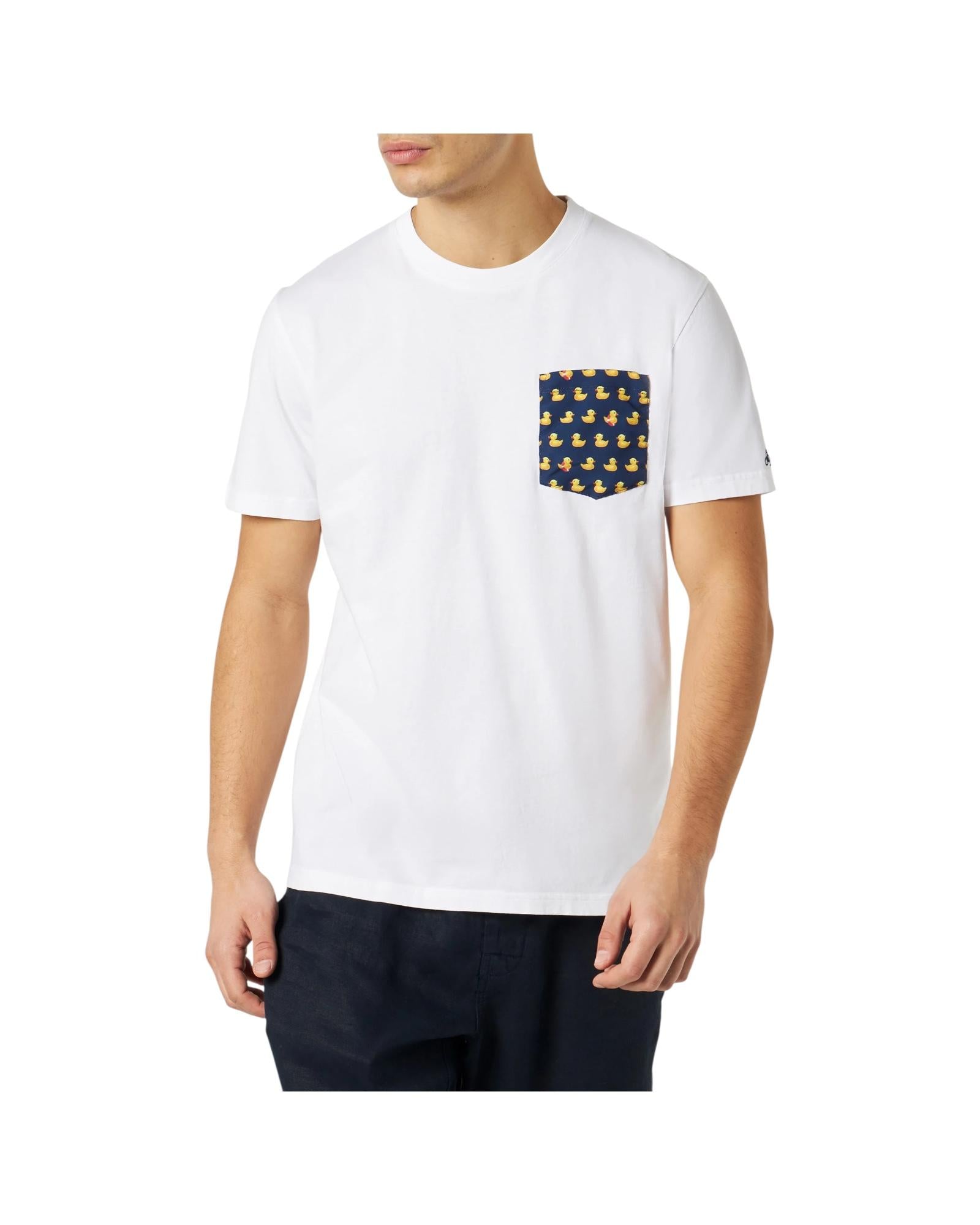 T-Shirt in cotone con taschino stampa papere BLA0001 03568L MC2 SAINT BARTH 