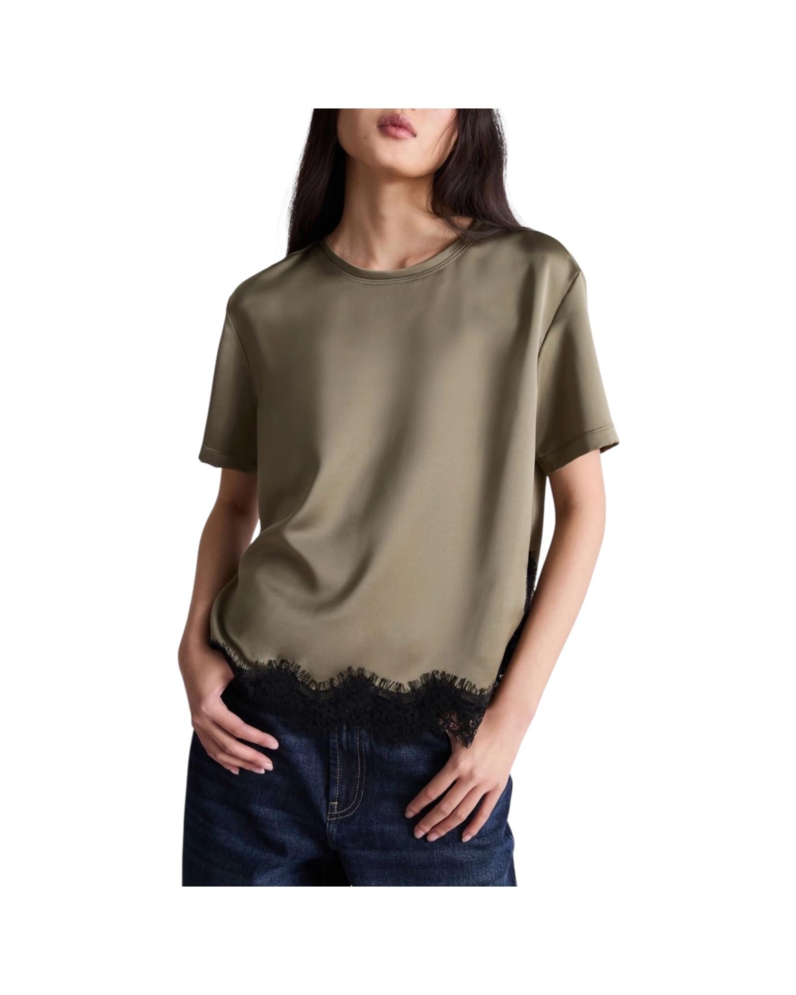 T-shirt in raso con pizzo Kaki CARIOCA 001 MARELLA 