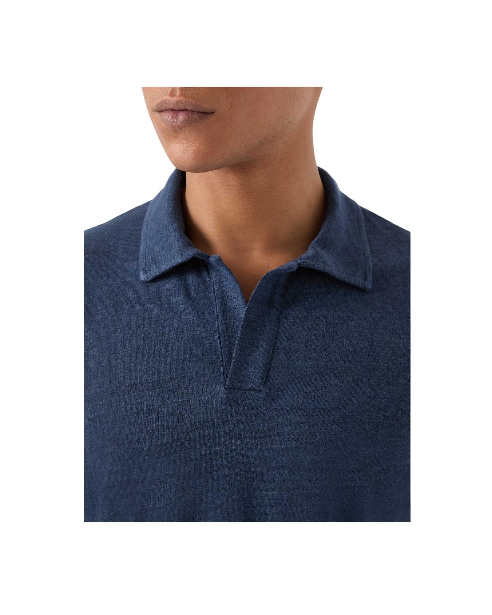Polo in puro lino Blue navy FRS0001 00119L MC2 SAINT BARTH 