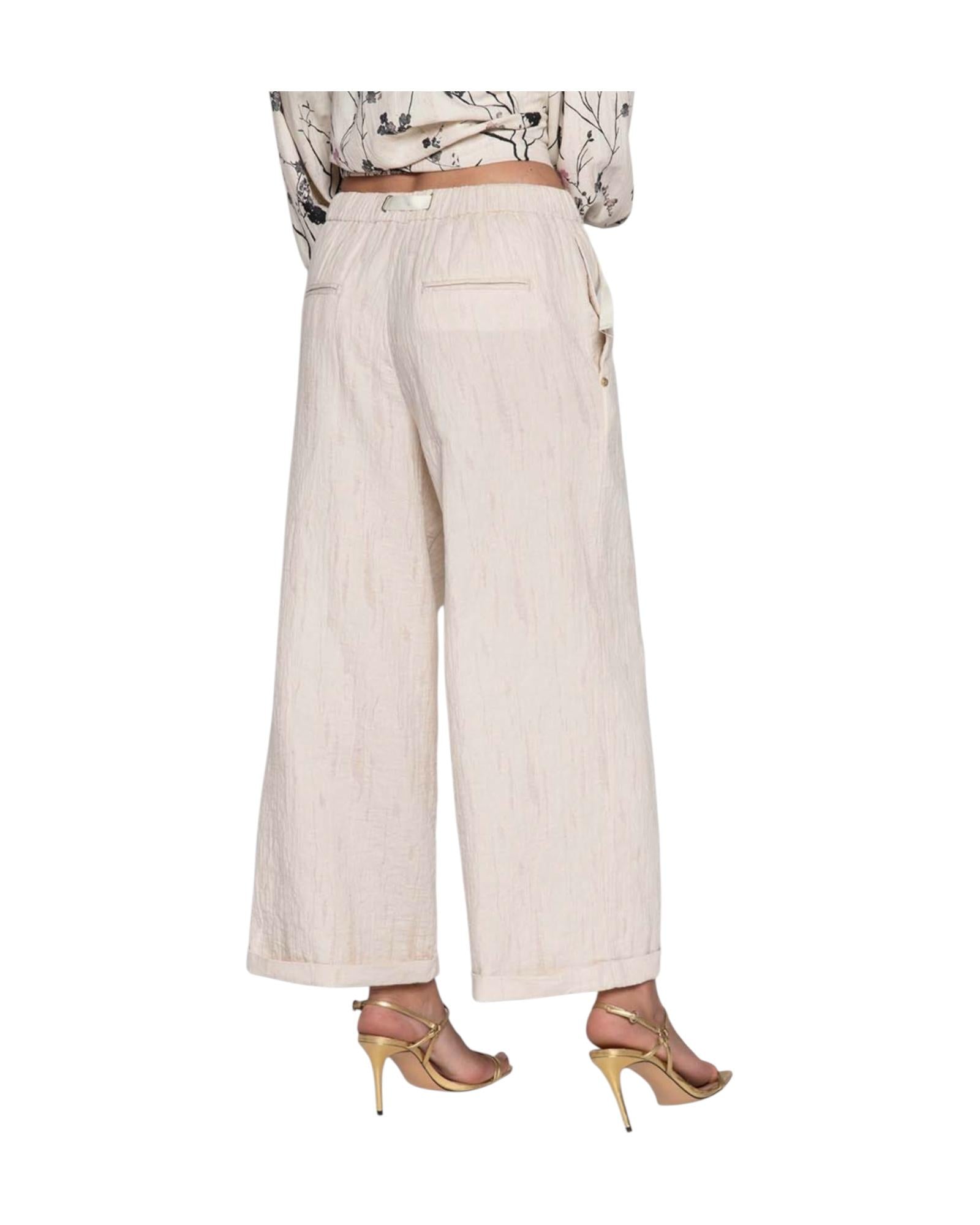 Pantalone ampio in misto viscosa Panna 26SD14RIS 62 PANNA WHITESAND 